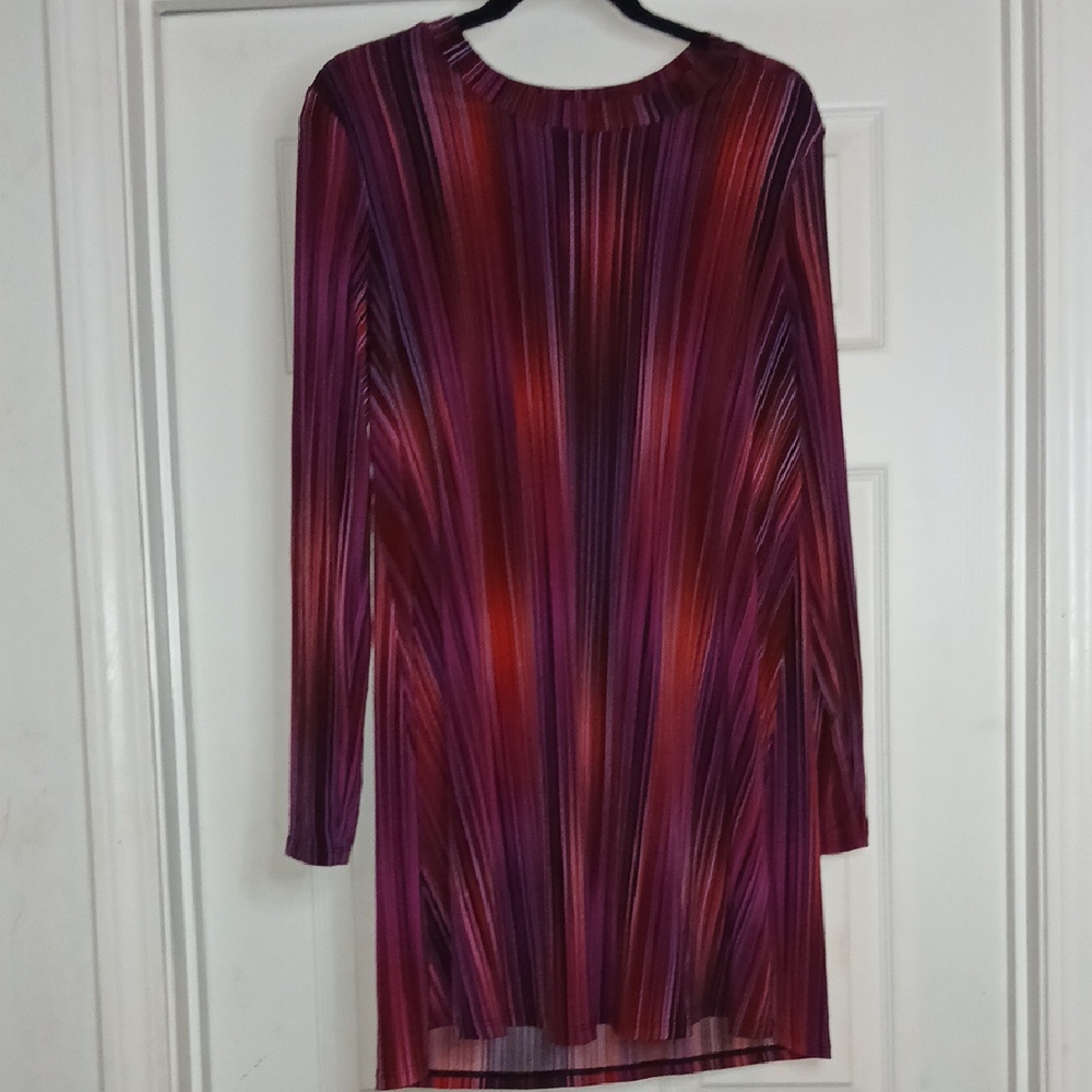BCBGeneration‎ Red and Purple Long Sleeve Midi Dress Size Medium